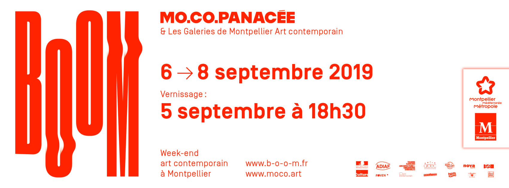 BOOM un week-end dédié à l’art contemporain @ Montpellier. Organisé par le MO.CO. et l’association Les Galeries de la ville du 6 au 8 septembre 2019