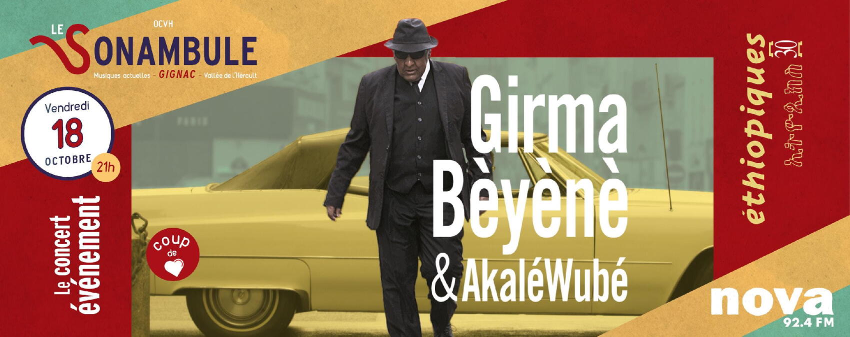 Akalé Wubé et Girma Bèyènè + Selecta Guila @ Gignac. Une légende de la musique éthiopienne en concert au Sonambule le 18 octobre 2019