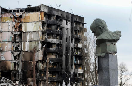 in Borodyanka, Ukraine, Wednesday, Apr. 6, 2022. (AP Photo:Efrem Lukatsky)