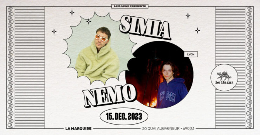 Nemo et Simia à l'affiche de La Marquise, le 12 Mars | Lyon
